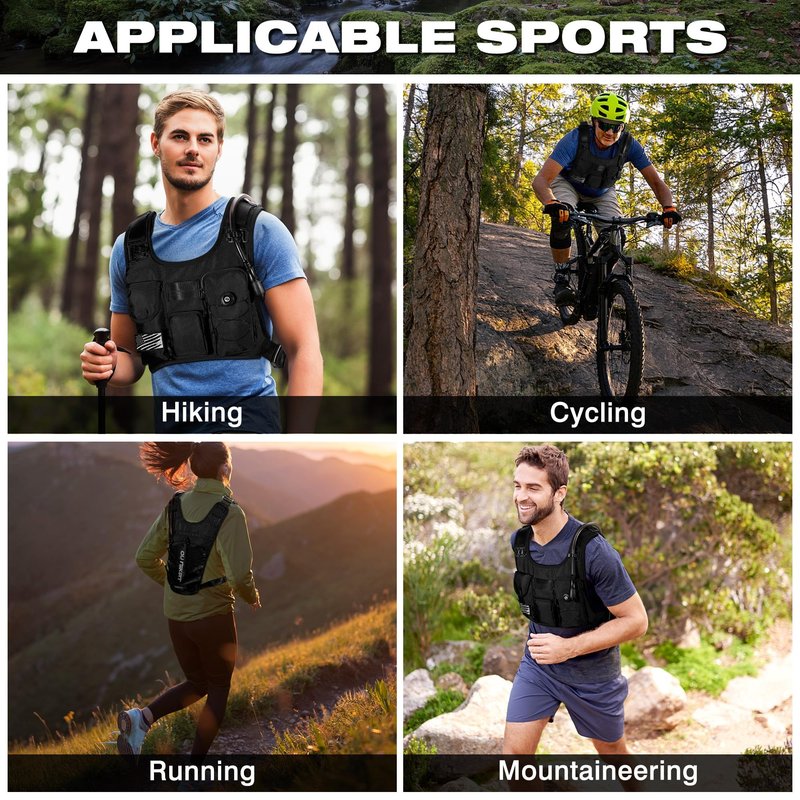 OUTSKIRT Hydration Backpack Vest Bag Lightweight Adjustable Pack with 2L Water Bladder Chest Bag for Hiking Cycling Hunting Climbing for Women and Men