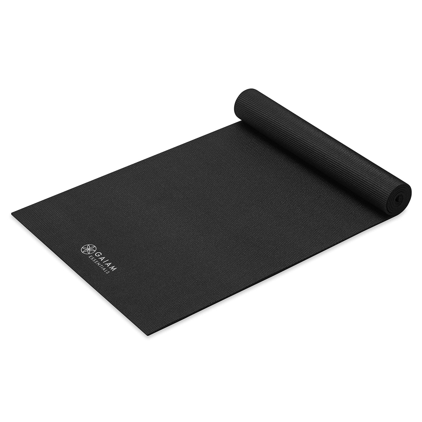 Gaiam Essentials 1/4" Thin (6mm) Yoga & Pilates, Fitness & Exercise Mat with Easy-Cinch Carrier Strap Cusion Support For Fitness and Gym Workouts