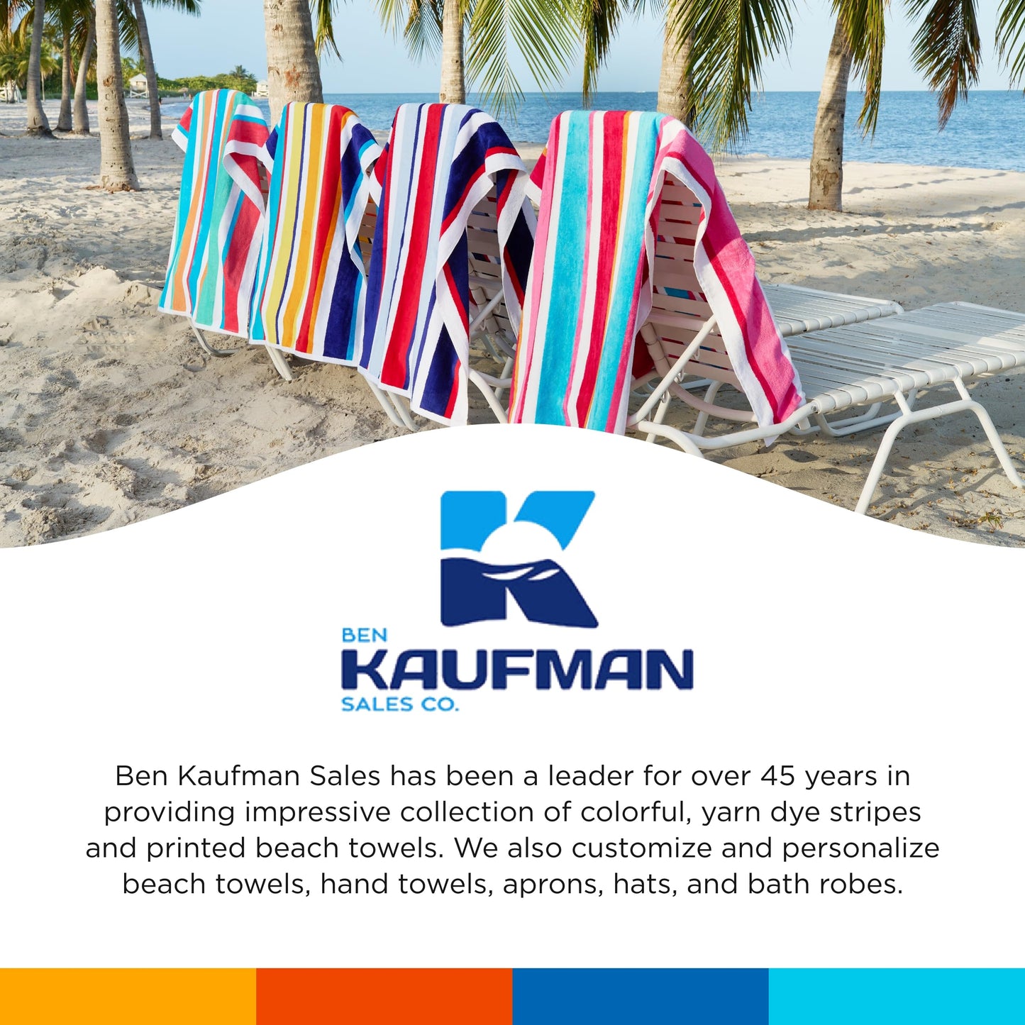 Kaufman - Custom Embroidery Personalized Beach Towels in Bulk | Soft Oversized Beach Towel | Velour Striped, Absorbent, Quick-Drying | 100% Cotton Thick Beach Towel | 30" x 60" (104575)