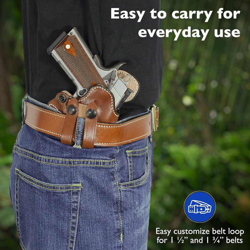 DeSantis Cozy Partner Gun Holster - Holster IWB, Conceal Carry Holster, Compact, Compatible with Standard 1911 models 4-5"" from COLT, S&W, SIG SAUER, Ruger, Kimber, Springfield - Right Hand Draw, Tan