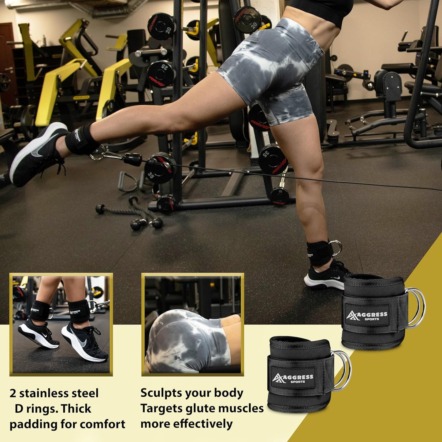 Premium Barbell Pad Set - Hip Thrust & Squat Pad with Ankle Straps, Resistance Bands & Carry Bag
