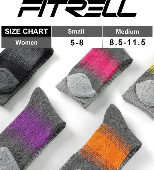 FITRELL Women's Merino Wool Hiking Socks - 4 Pack Thermal Cushioned Boot Crew Socks