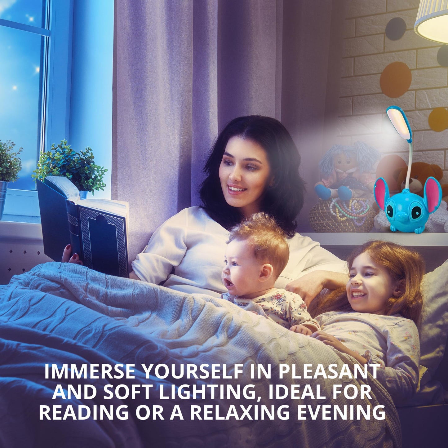 BOGAZNET Blue Cartoon Kids Desk Lamp – Night Table Light Cartoon Figural Cute Table Lamp for Kids Bedroom Light for Bedrooms Boys Room Decor Birthday Gift