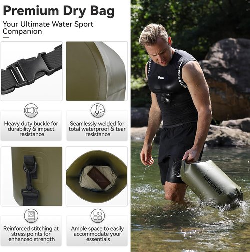 MARCHWAY Waterproof Dry Bag Backpack - Keeps Gear Dry for Kayaking, Camping & More | 5L/10L/20L/30L/40L