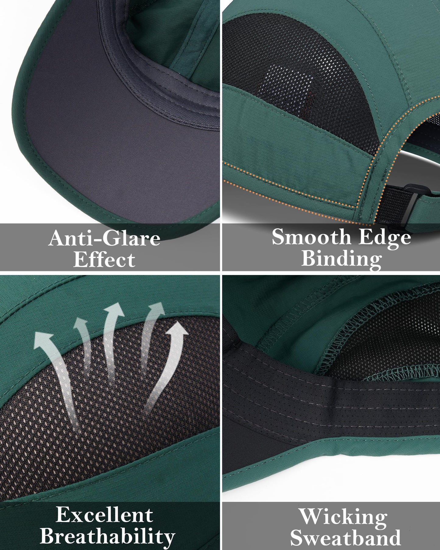 GADIEMKENSD Cooling Running Hat Quick Dry Summer Baseball Cap UPF50+ Sports Sun Caps Breathable Mesh Trucker Dad Hats Unstructured for Golf Tennis Hiking Gym Camp Blackish Green S/M 6 7/8-7 1/4