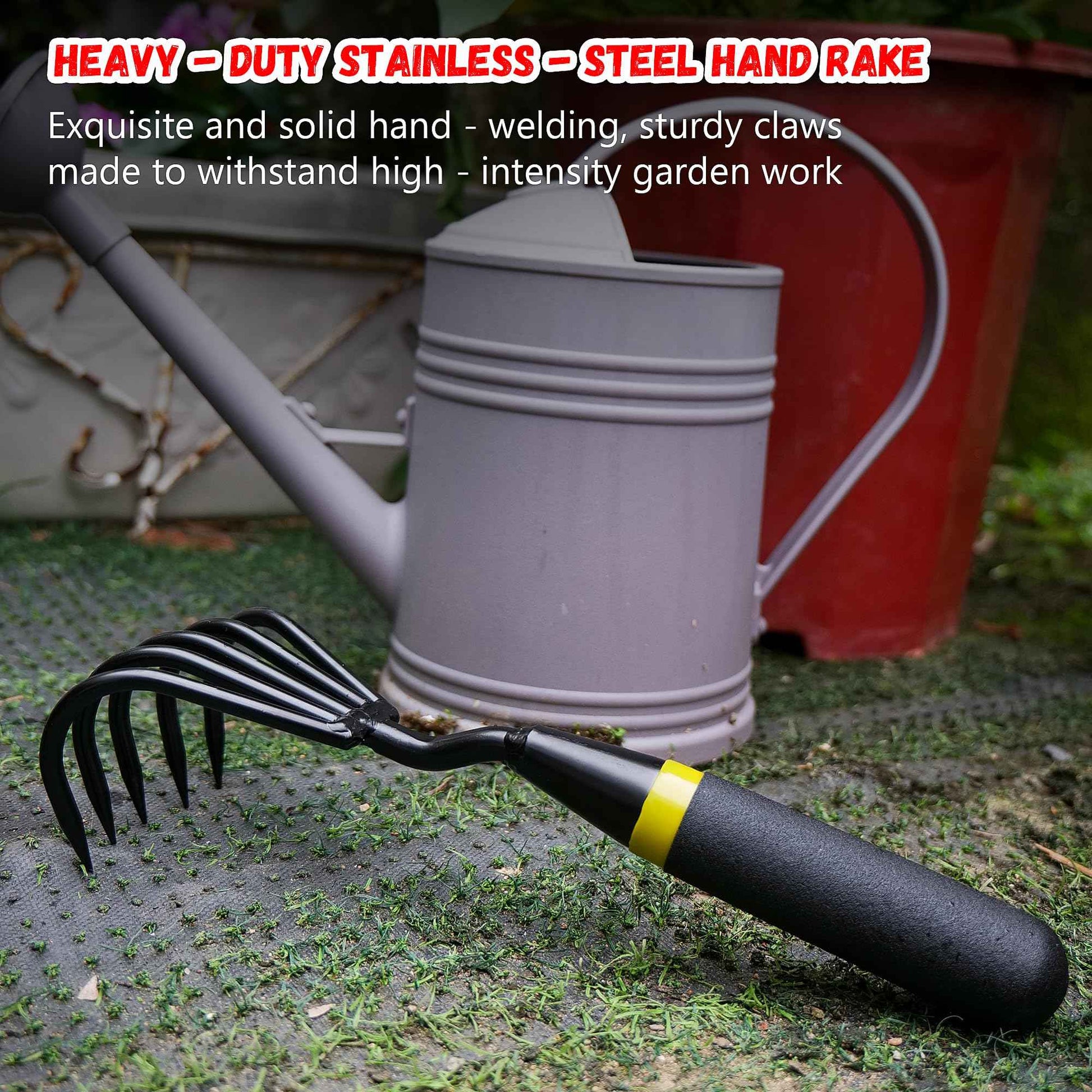 Kemaier Stainless Steel Hand Cultivator - Garden Rake: Great for Heavy - Duty Soil Loosening, Planting and Weed Removal