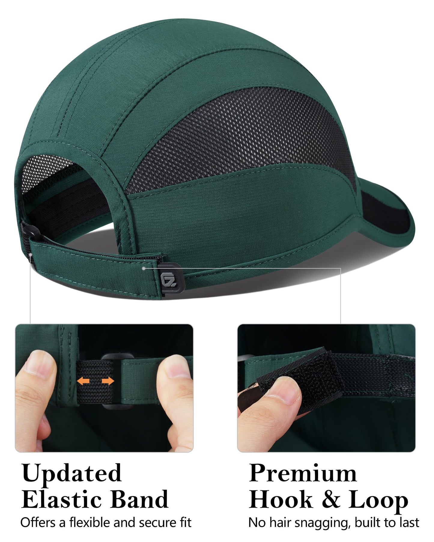 GADIEMKENSD Cooling Running Hat Quick Dry Summer Baseball Cap UPF50+ Sports Sun Caps Breathable Mesh Trucker Dad Hats Unstructured for Golf Tennis Hiking Gym Camp Blackish Green S/M 6 7/8-7 1/4