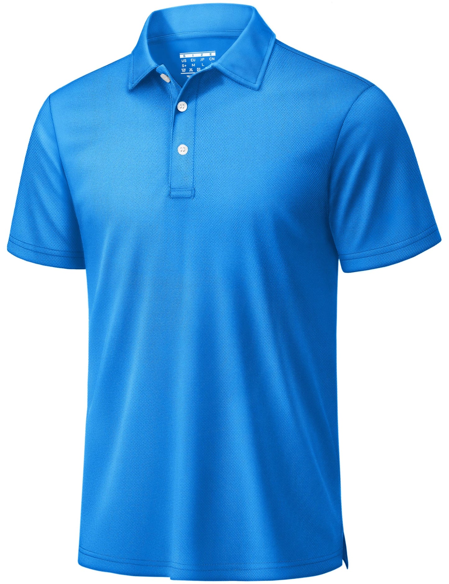 TACVASEN Mens Golf Shirt Dry Fit Mens Polo Shirts Short Sleeve Performance Golf Polos for Men with Collar Work Shirts Azure Blue, L