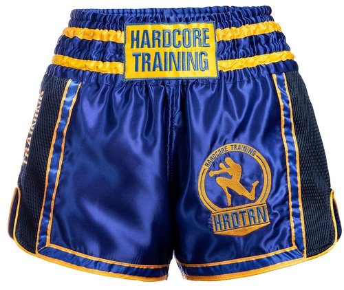 Hardcore Training Muay Thai Shorts Blue Kick Boxing MMA Combat Sport Sparring Trunks