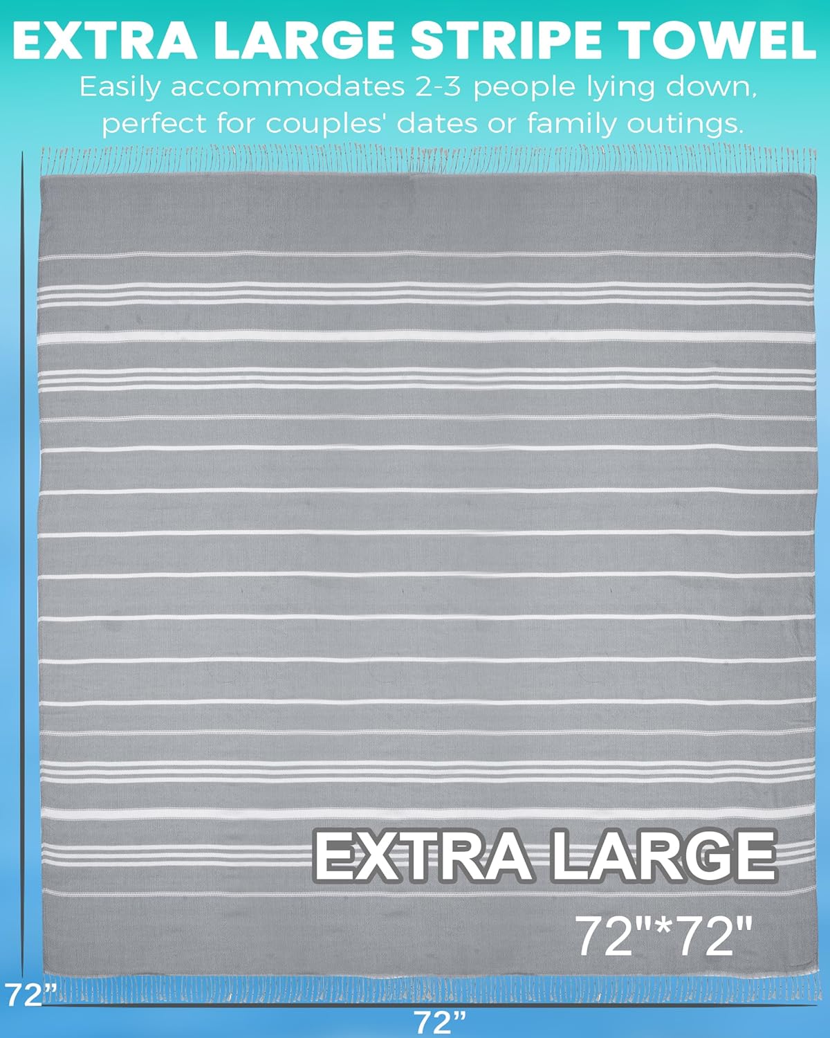 Skiennix Boho Throw Blanket - Extra Large Jumbo Turkish Beach Towel | Perfect for Outdoor Picnics & Travel Essentials