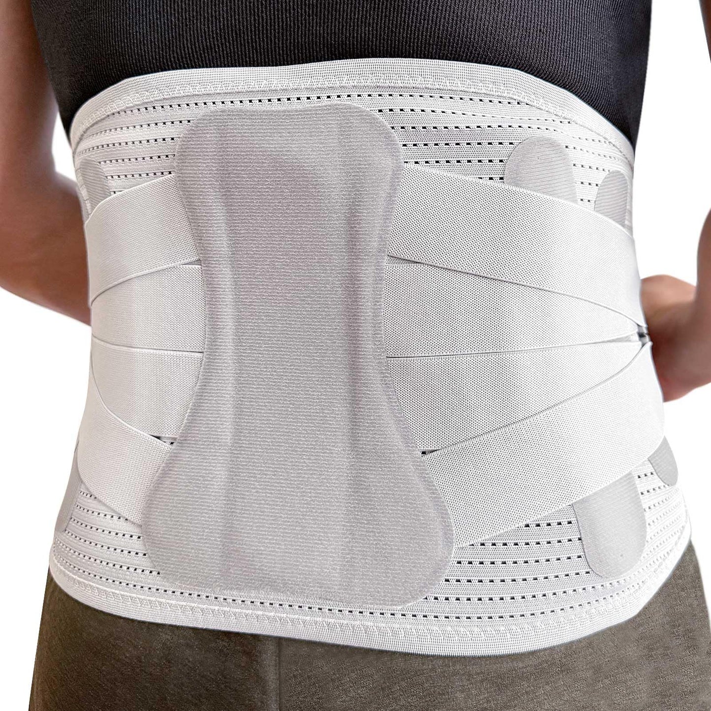 RockloookY Lower Back Brace for Women Men, Adjustable Lumbar Support with 3D Pad, Breathable Ergonomic Support Belt with Metal Stays for Work, Lifting, Drive, Grey,Size M,Waist 31"-38"