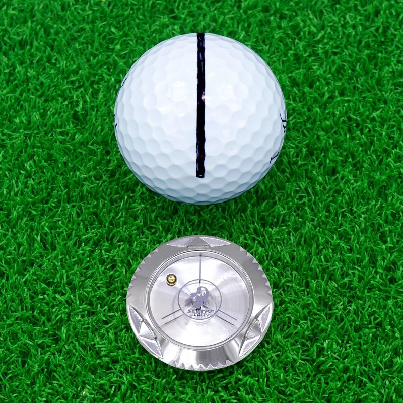 scorpy Golf Level Ball Marker with Metal Bead and Hat Clip, High Precision Putting Green Reading Aid Golf Accessories (Model Polaris, Platinum)
