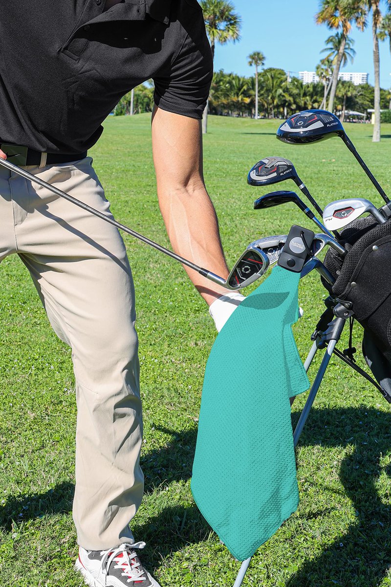Playing It Forward Magnetic Golf Towel for Golf Bags with Clip for Men & Women, Waffle Weave Microfiber Towel with Industrial Strength Magnet for Strong Hold to Golf Carts or Clubs, Set of 2