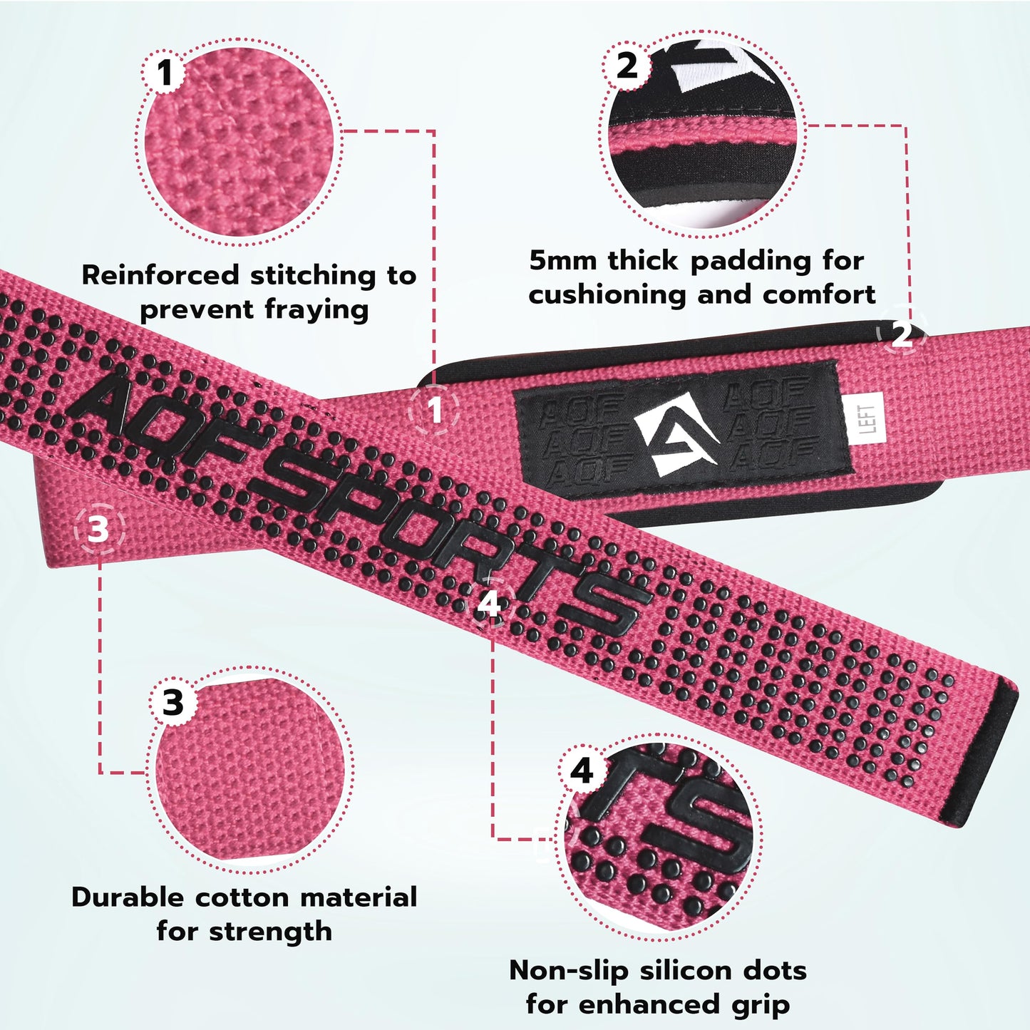 AQF Weight Lifting Straps, Padded Cotton Gym Wrist Straps for Deadlifts