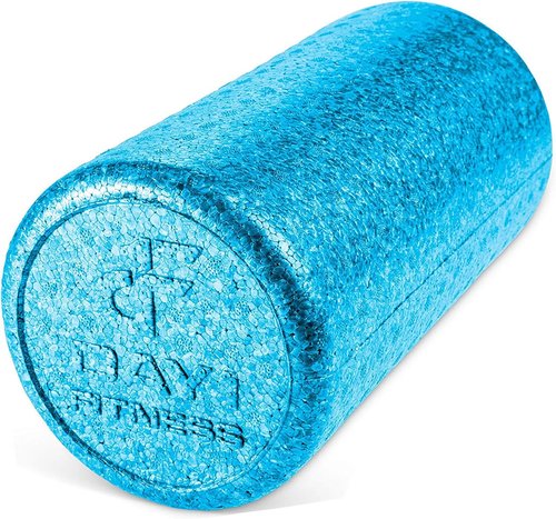 Day 1 Fitness High Density Muscle Foam Roller - Deep Tissue Massage for Pain Relief | Solid Blue, 12”