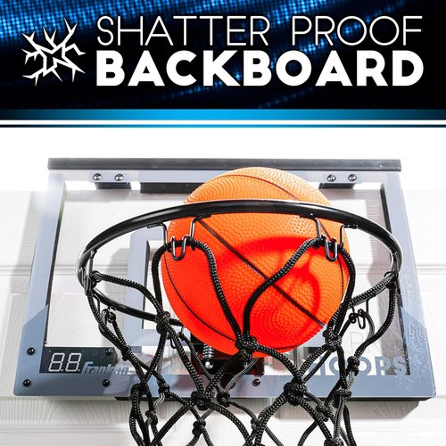 Franklin Sports Indoor LED Basketball Hoop - Over The Door Mini Set with Steel Rim, Ball & Pump