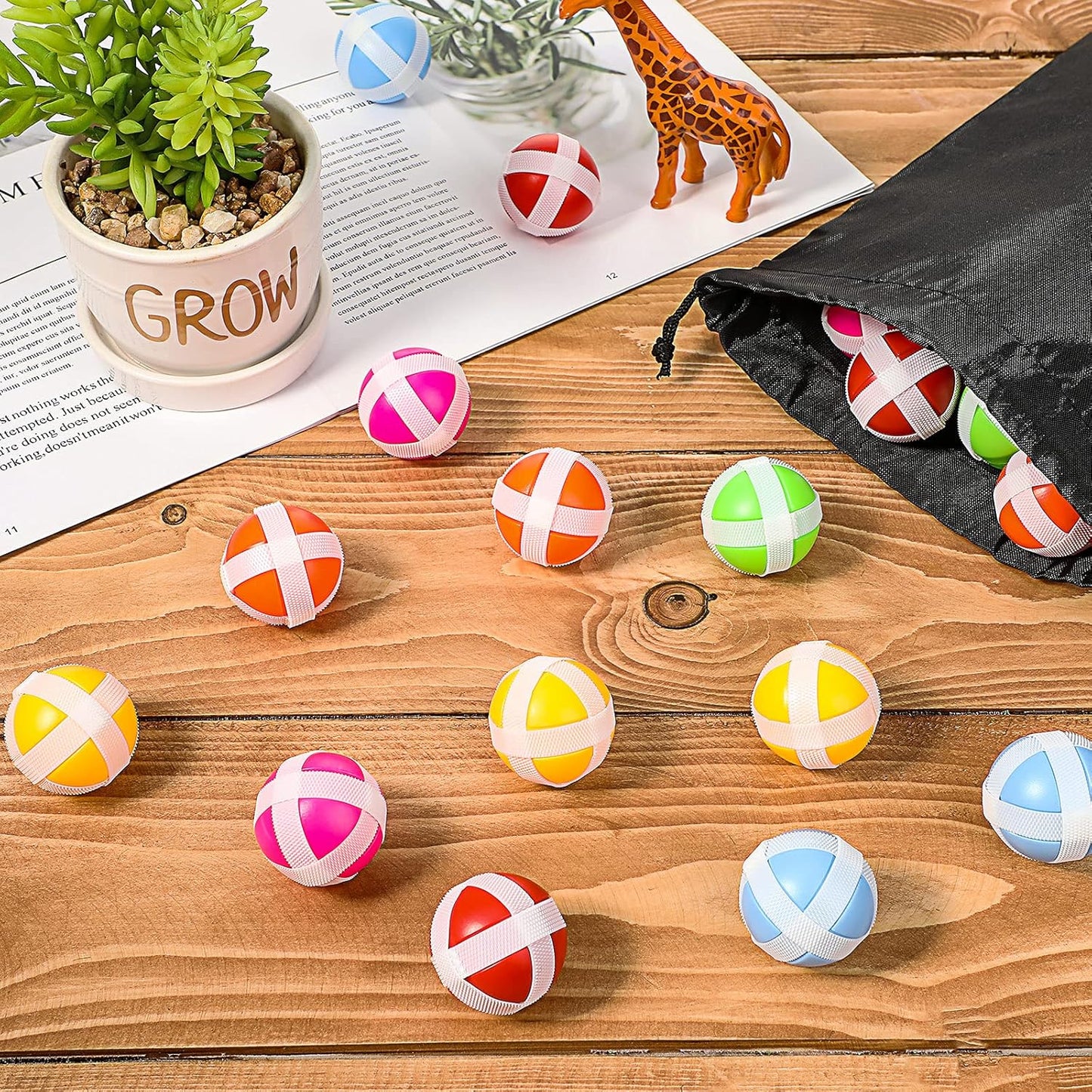 Skylety Sticky Balls - 30-Piece Hook and Loop Dart Set with Storage Bag | Safe Indoor/Outdoor Game for Kids and Adults