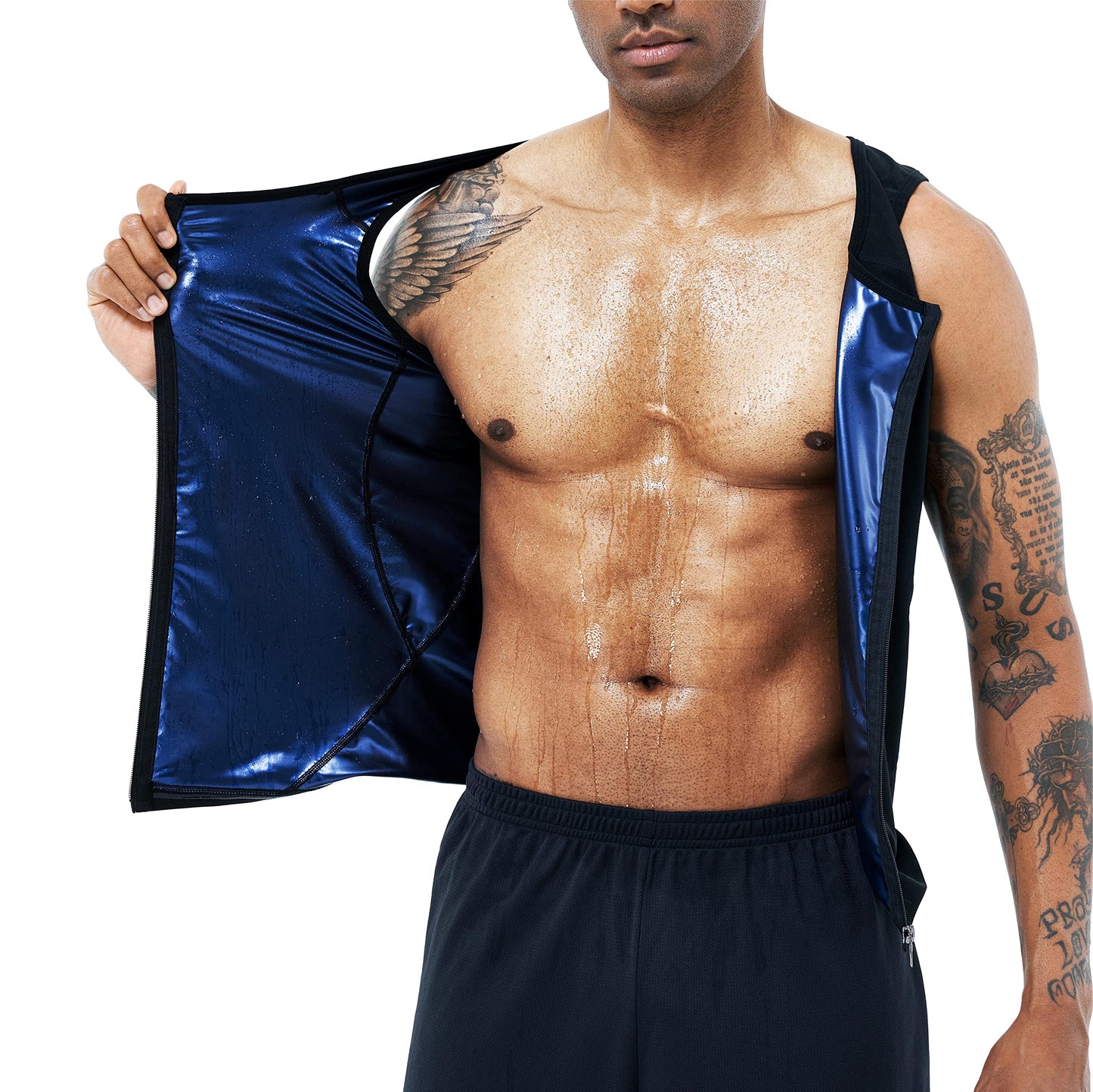 REMEBSWEAT Men's Sauna Vest Heat Trapping Pullover Sweat Enhancing Vest (Blue, L/XL)