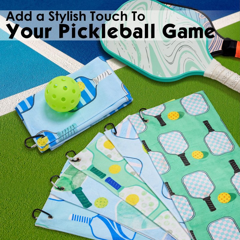 Retrora 6 Pcs Soft Pickleball Towel 15 x 17 Inch Absorbent Fast Drying Towels for Women Sweat Funny Pickleball Gifts for Men Women Hand Towel with Clip