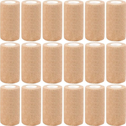 AZEN Self-Adhesive Bandage Wrap - 18 Pack, 4" X 5 Yards, Skin Color Elastic Tape for Athletes & Pets