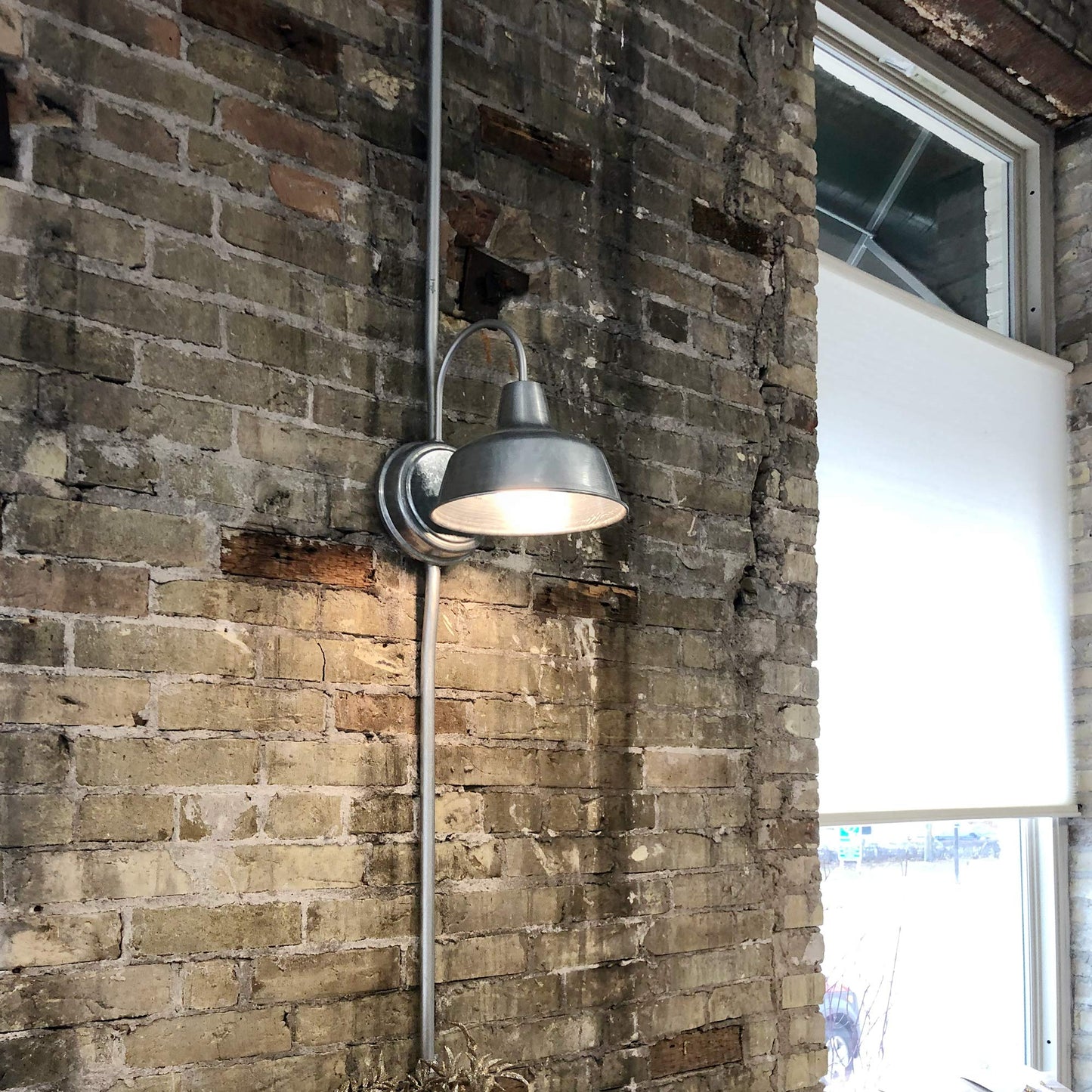 Design House Mason Barn Light Indoor/Outdoor Wall Mount Modern Industrial Farmhouse Wall Light for Patio, Garage, Bathroom, Office, Kitchen, 10-Inch, Galvanized Paint, 579383, Larger Version