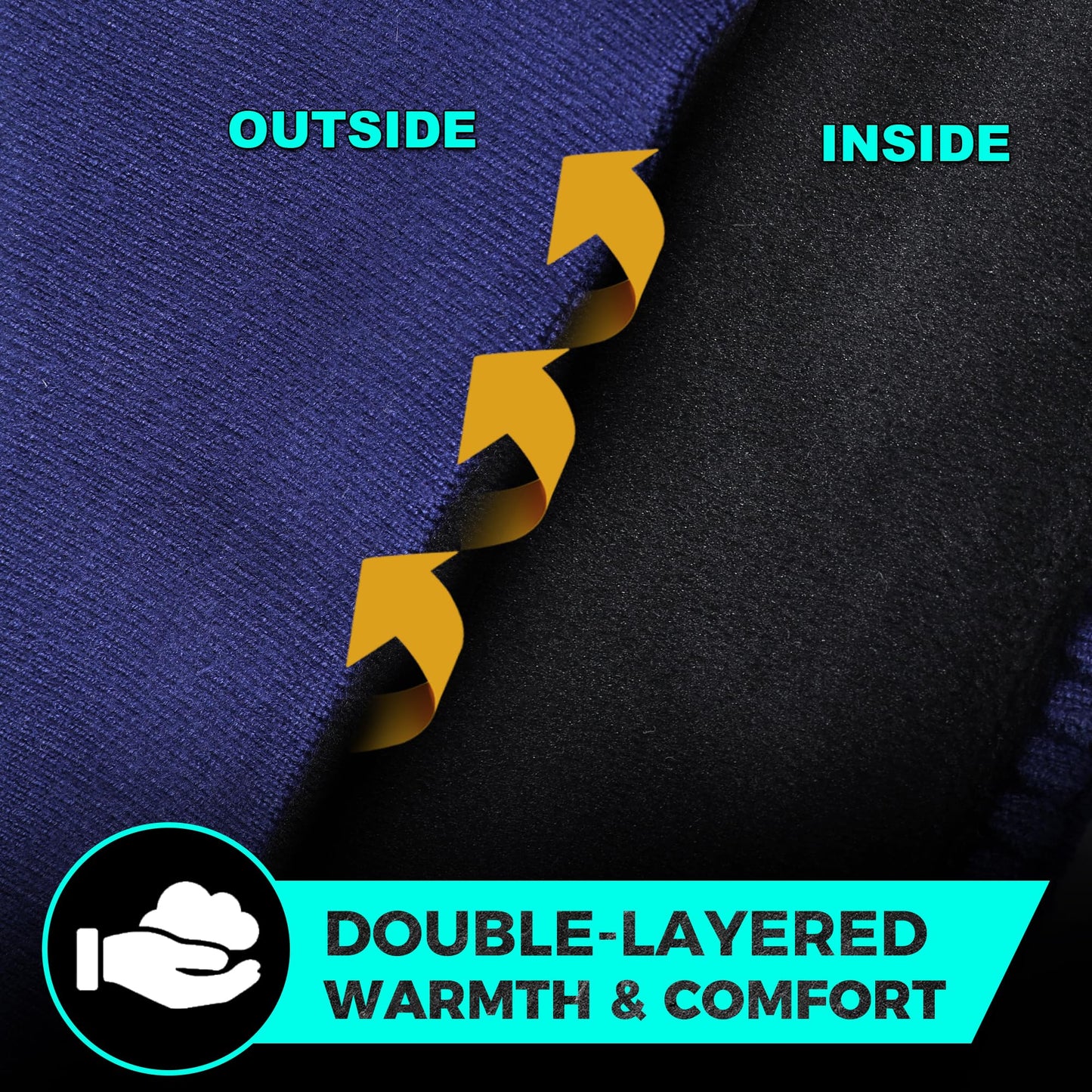 WTACTFUL Winter Ear Warmer Fleece Headband for Men Double-Layer Ear Muffs for Winter Headbands for Women Thermal Ear Covers for Cold Weather Ski Running Cycling Hiking Blue