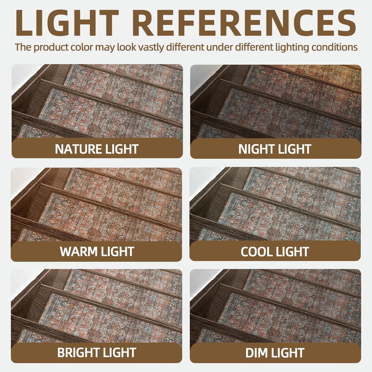 sarben Carpet Stair Treads Non Slip 4PCS, 8" X 30" Edging Stair Runner for Wooden Steps Indoor, Resistant Stair Rug with Reusable TPE Adhesive Backing, Residue Free Mat for Elders, Pets, Terracotta