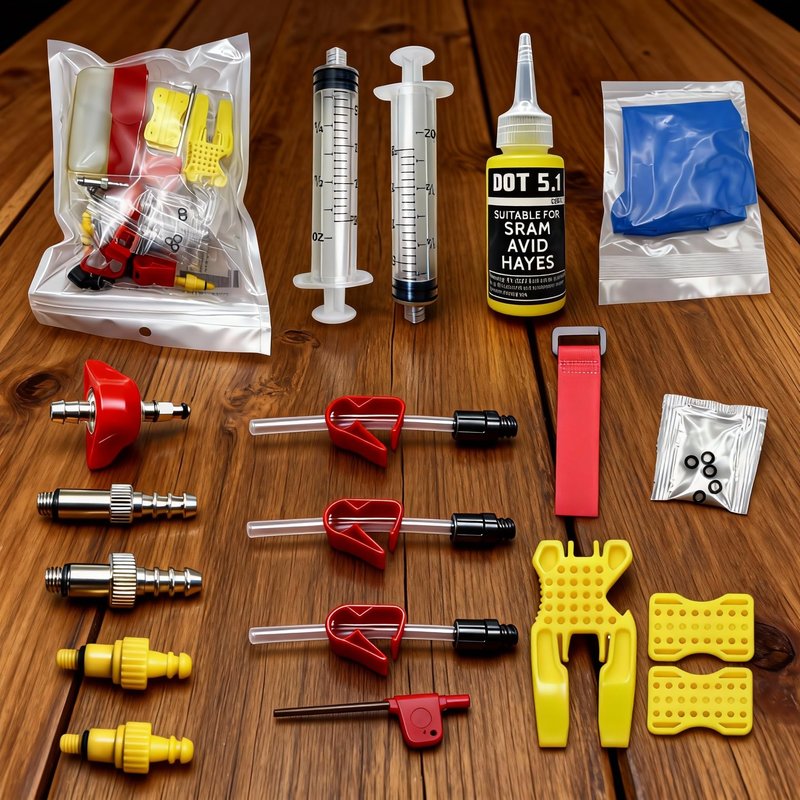 Avid Bike Brake Bleed Kit for All SRAM Series.Bicycle Hydraulic Brake Bleed Kit Including Metal Adapters and 60ML High Performance Dot 5.1 Brake Fluid.