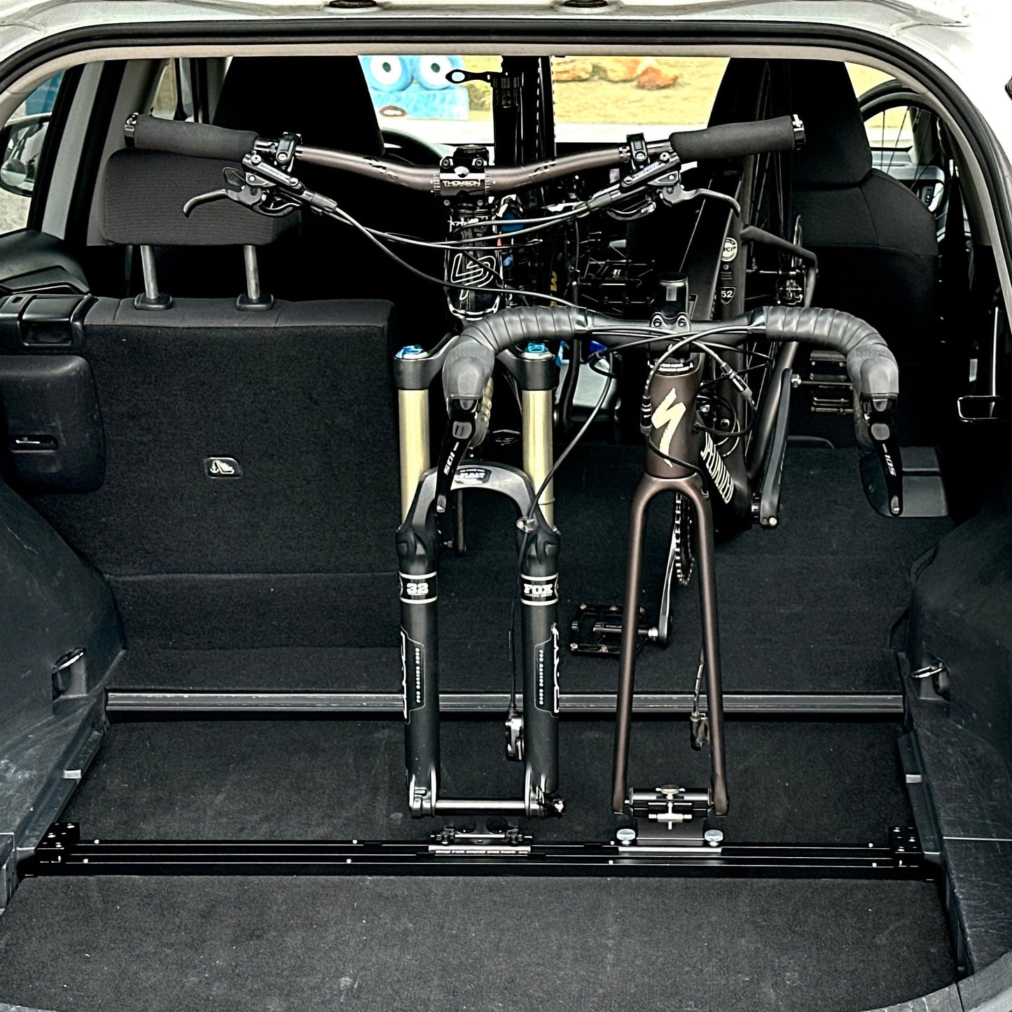 Interior Bike Rack for RAV4 Gen 5 (None Plug-in Models) - in Car Bicycle Transport System for 2 Road Bike or Gravel Bike (Basic Kit)