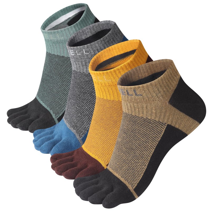 VWELL Toe Socks for Men Women Running Ankle Cotton Five Fingers Design Low Cut Athletic 4 Pairs Size 8-11