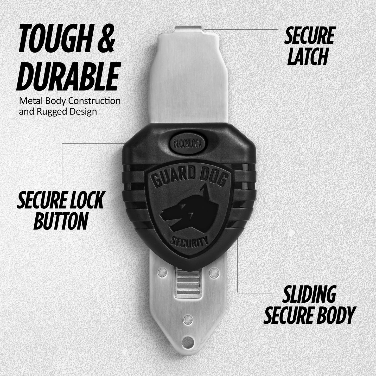 Guard Dog Security Blocklock Portable Door Lock, Hotel Door Locks for Travelers Security, Tough, Durable, Apartment Door Security, Home Security, Travel Essentials, Easy to Use