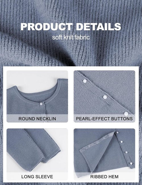 Lviefent Women's Knit Cardigan - Lightweight Casual Crew Neck Sweater | Long Sleeve Layering Top