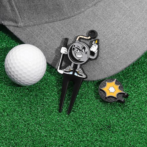 Jecten Funny Divot Repair Tool Gift Set, Cute Bomer Magnetic Ball Marker with Divot Tool, Enamel Golf Ball Marker for Putting Green, Funny Divit Golf Tool Gifts for Women Men Golf Accessorie