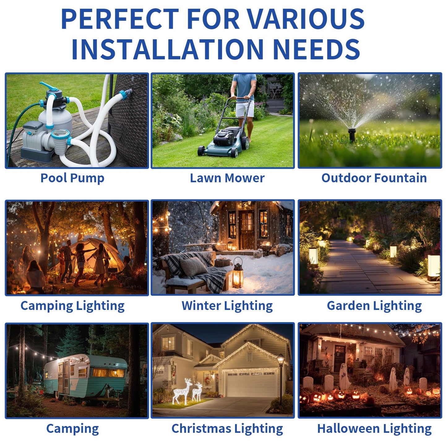 Cismorvex 3 Pack Outdoor Extension Cord Safety Cover with Waterproof Seal IP54 Water-Resistant, Weatherproof Electrical Connection Box with 2 Latches, Plug, Socket, Holiday Decoration Light, Black