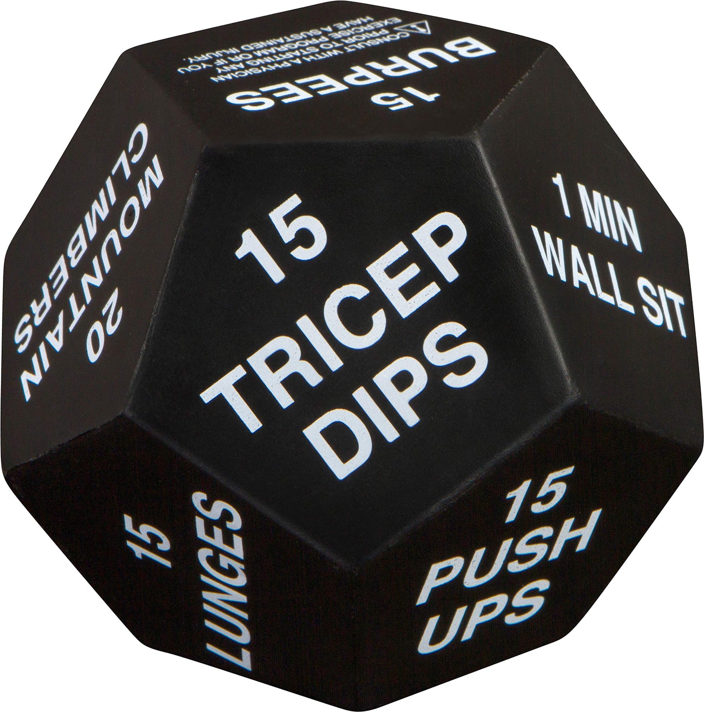 Juliet Paige Exercise Dice for Fitness, Gym Workouts, WOD, Home Bodyweight HIIT, and Adult Sports Training - 4 Inches in Diameter - 12 Sided (White (Intermediate))