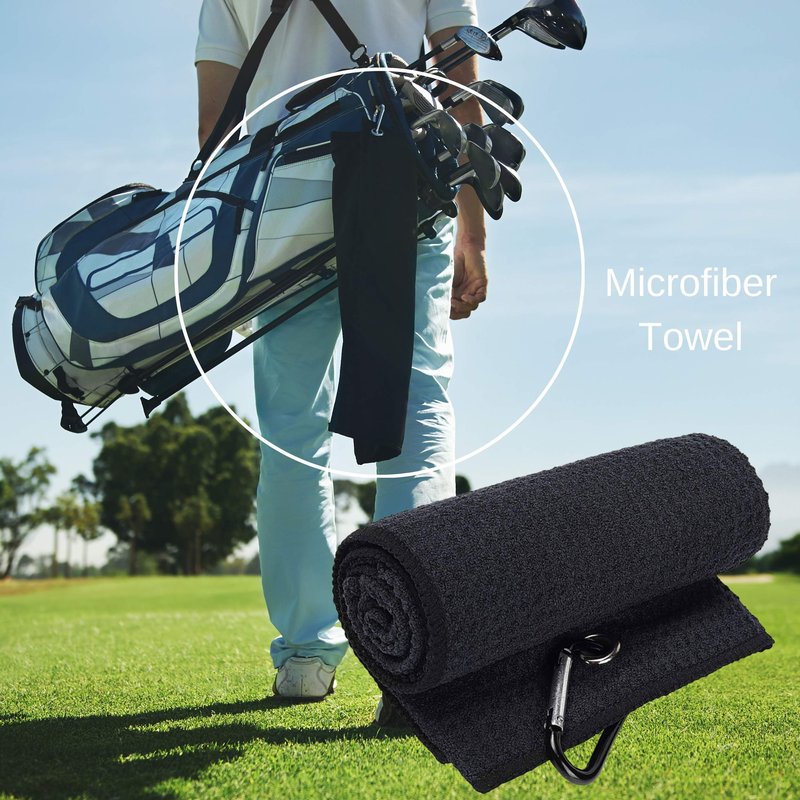 RE GOODS Golf Accessories Kit - Includes Towel, Ball Holder, Brush, Divot Repair Tool, 2 Ball Alignment Stencil, Tee Holder, Putting Marker, 4 Permanent Markers, Pencil