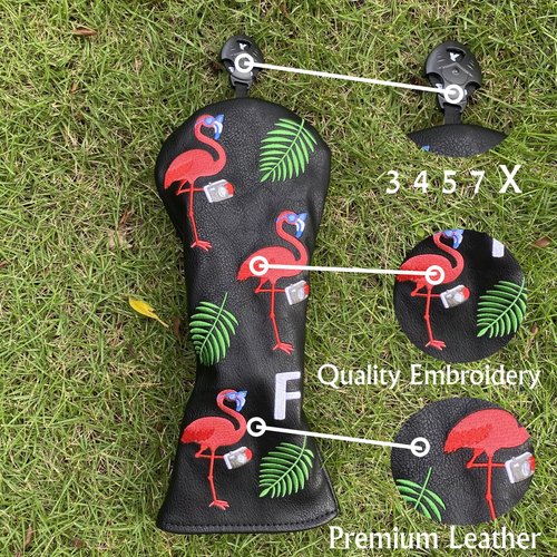 Flamingo Golf Club Headcover 3 Wood Head Cover Golf Premium（PU Leather Fairway Wood Head Cover Gift for Men (1pc (for Fairway))
