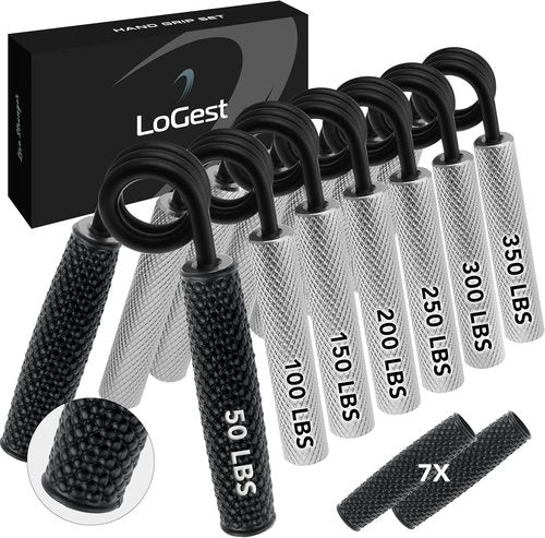 **Skiennix Heavy-Duty Hand Grip Strengthener Set - 7 Levels (50LB-350LB) | No Slip Design for Home Gym**