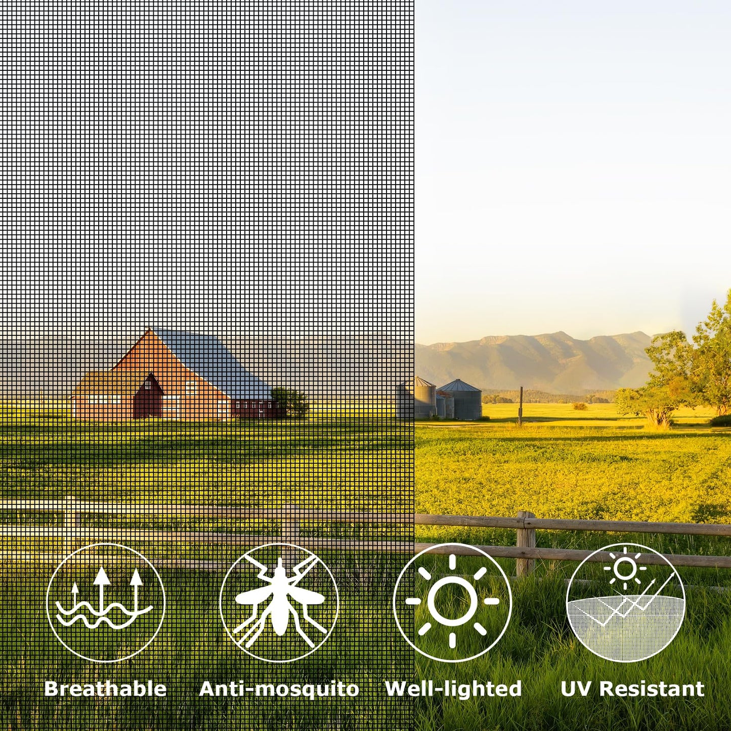 HOFUDON Window Screen Mesh, 39"x118" Fiberglass Screen Door Mesh, Replacement Window Screens, Patio Porch Screen Mesh Black