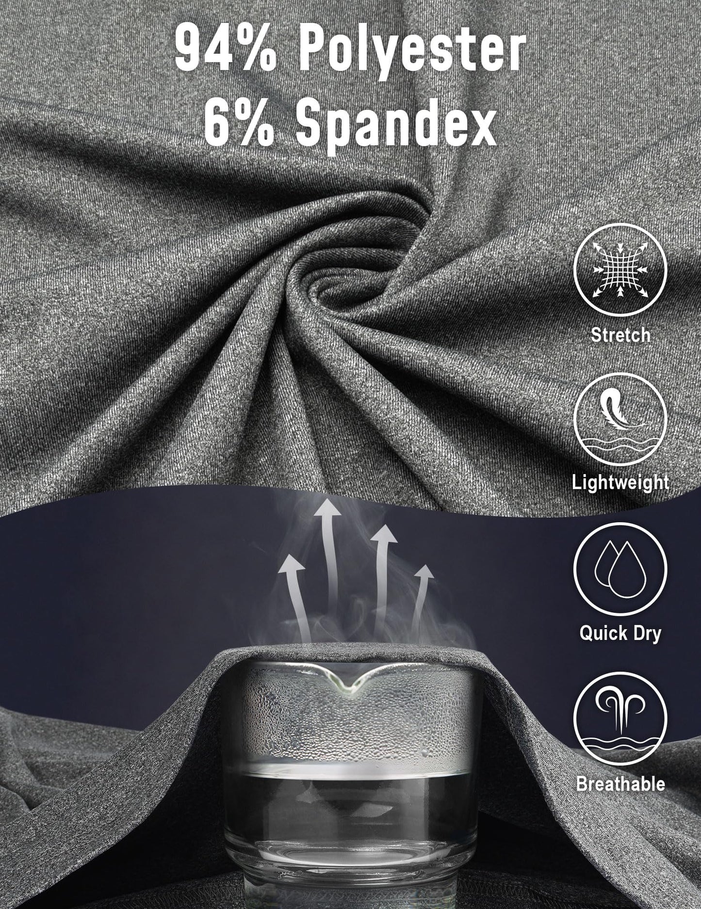 3Pack Quarter 1/4 Zip Pullover Men Dry Fit Sweatshirts 1/2 Half Zip Long Sleeve Running Athletic Golf Work Out Gym Fishing Shirt Quick Dry Outdoor Active Sports Sweater Gray Blue XL