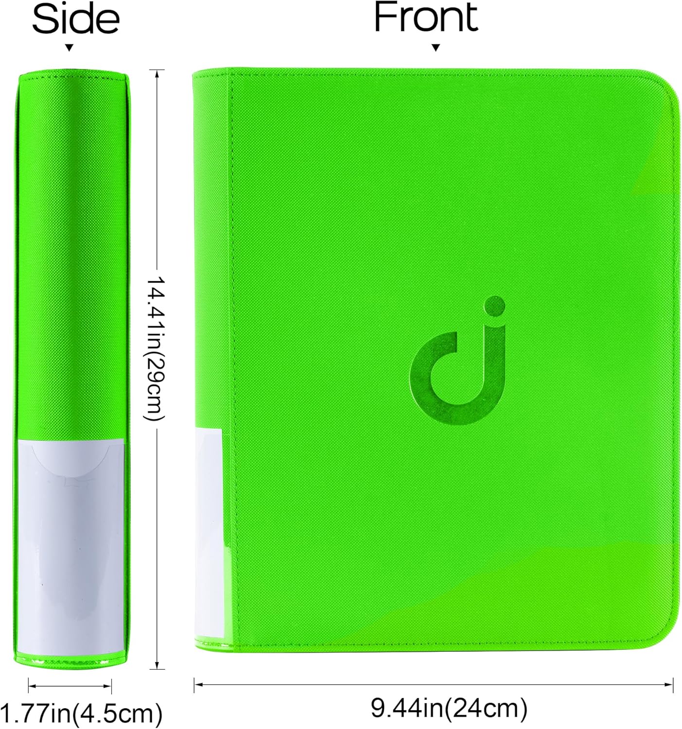 Top Loader Binder - Holds 128 Trading Cards | 4 Pocket Design for 3" x 4" Rigid Holders - Brilliant Green