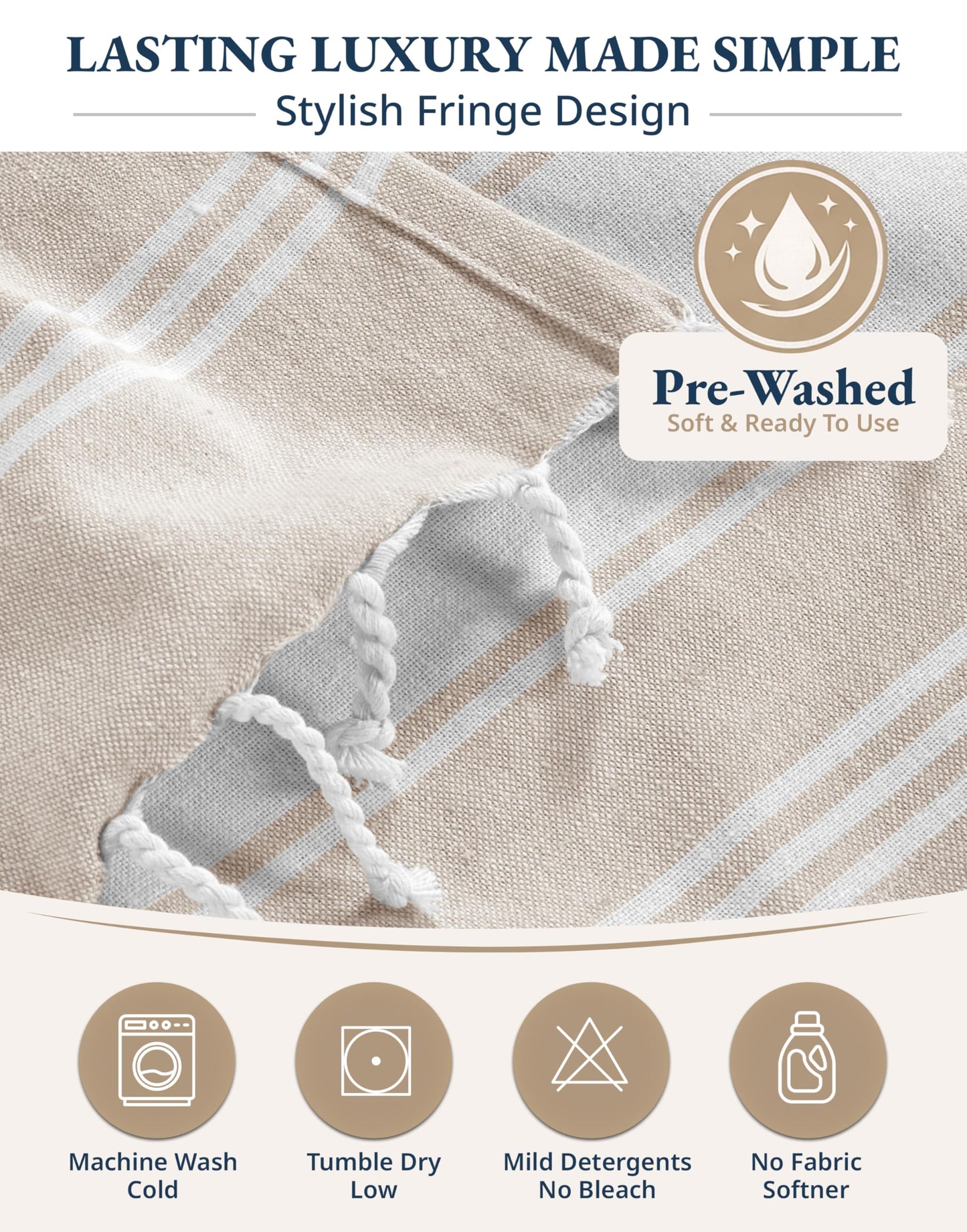 LANE LINEN Beach Towels for Women, Large Beach Towels Oversized, Pre-Washed, No-Shrink Sand Free, Quick Dry, Lightweight Travel Towel,Soft Beach Bath Towel, 39"x71" - Beige