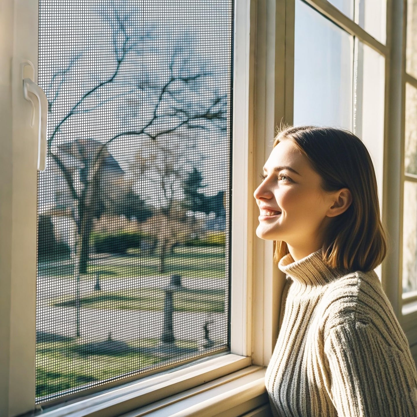 Moyios Window Screen Spline 0.137in*100ft Window Screen Repair Tool, Window Screen Retainer Spline, Black, Round