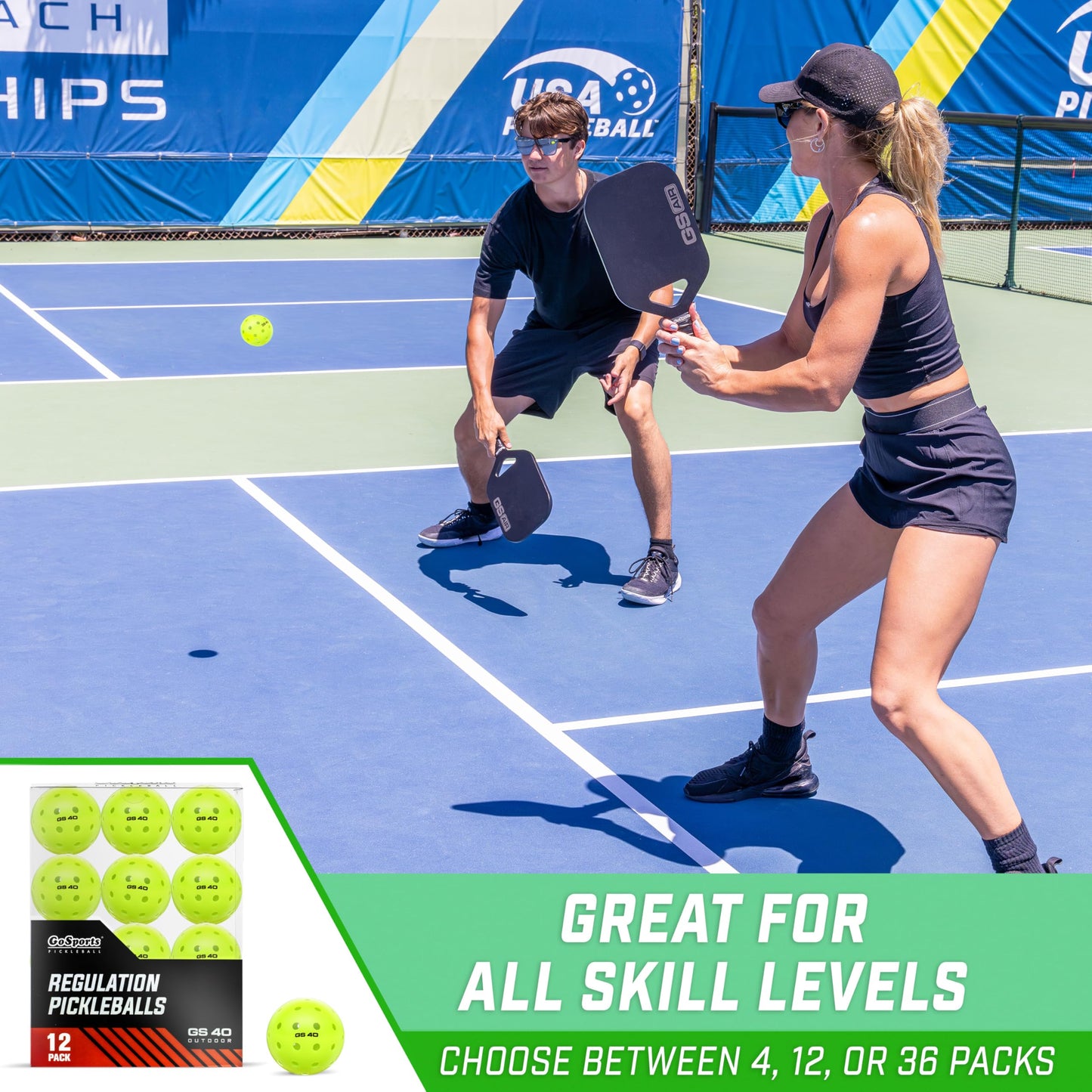 GoSports GS 40 Pickleball Balls - 12 Pack of Regulation USAPA Pickleballs