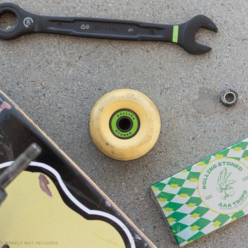 Rolling Stoned Skateboard Bearing Set - ABEC 7 Sealed Bearings for Skateboards, Longboards, Scooters and Roller Skates Stainless Steel 608 Bearings (8 Pack, Green) (AAA Trips)