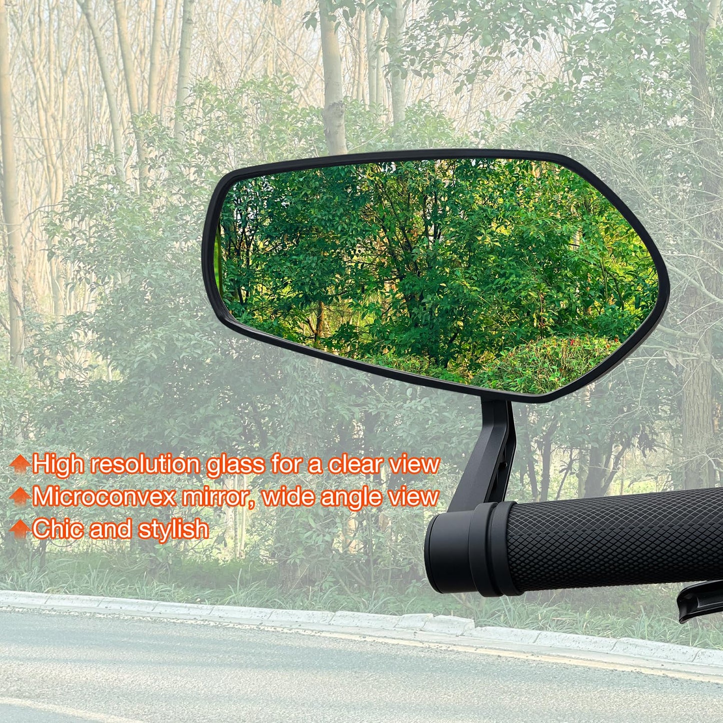 Homieway Bike Mirror for Handlebar, Bar End Bicycle Mirror, Anti-glare HD Glass Lens 360° Adjustable Rear View Mirror for E-bike, Mountain Bike, City Bikes & Scooter (Left 0.59-0.78")