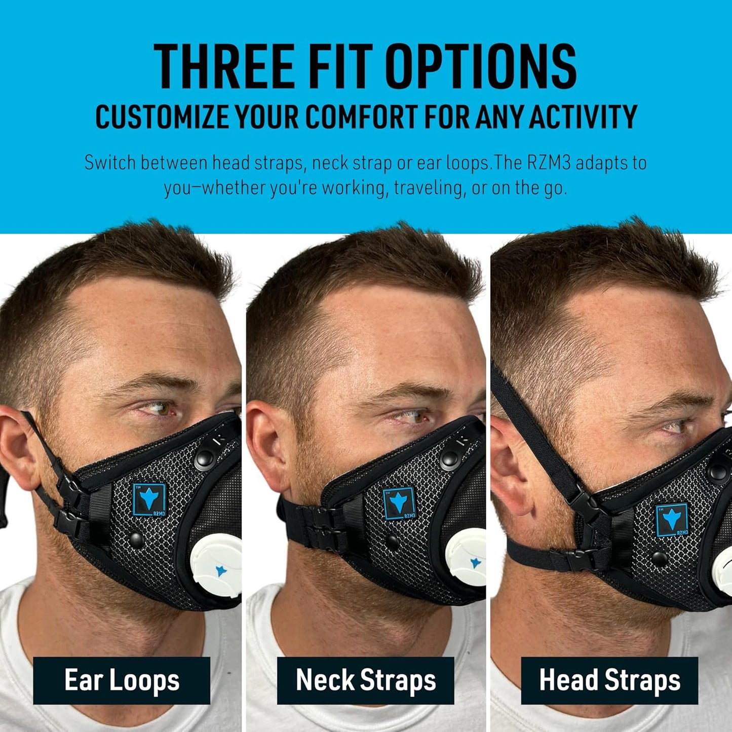 RZ Mask RZM3 - Advanced Dust Mask with 99.8% Filtration, Anti-Fog, 360° Seal