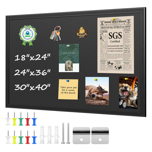 ORIENTOOLS Black Cork Board, 24" x 36" Black Bulletin Board, Framed Cork Board, Hanging Corkboards for Wall, Wooden Frame Vision Board Cork Notice Board with Frame, Pinboard for Office, Home, School