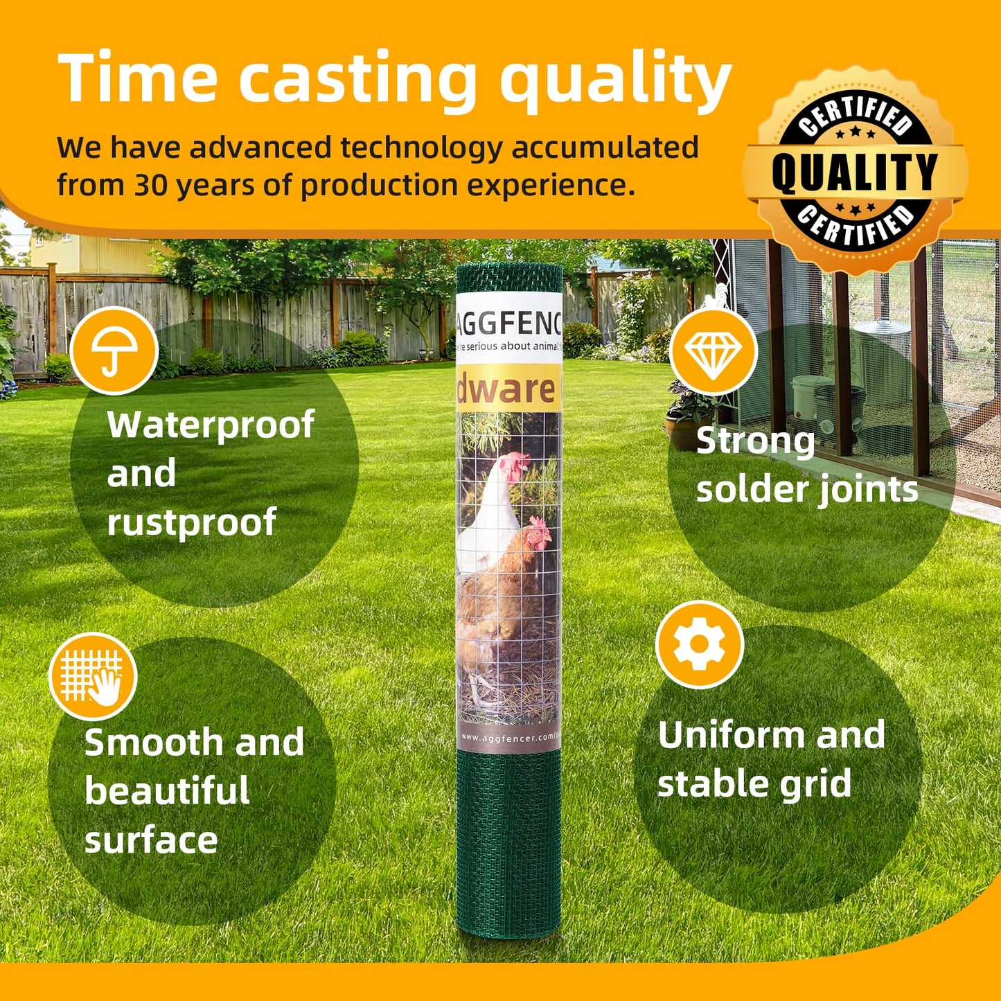 AggFencer 36in x 50ft Green Hardware Cloth 1/8 inch 27Ga PVC Coated Wire Mesh Vinyl Coated Galvanized Wire Mesh Screen Roll, Welded Metal Chicken Wire Fencing, for Garden Plant Fencing Bee Screen