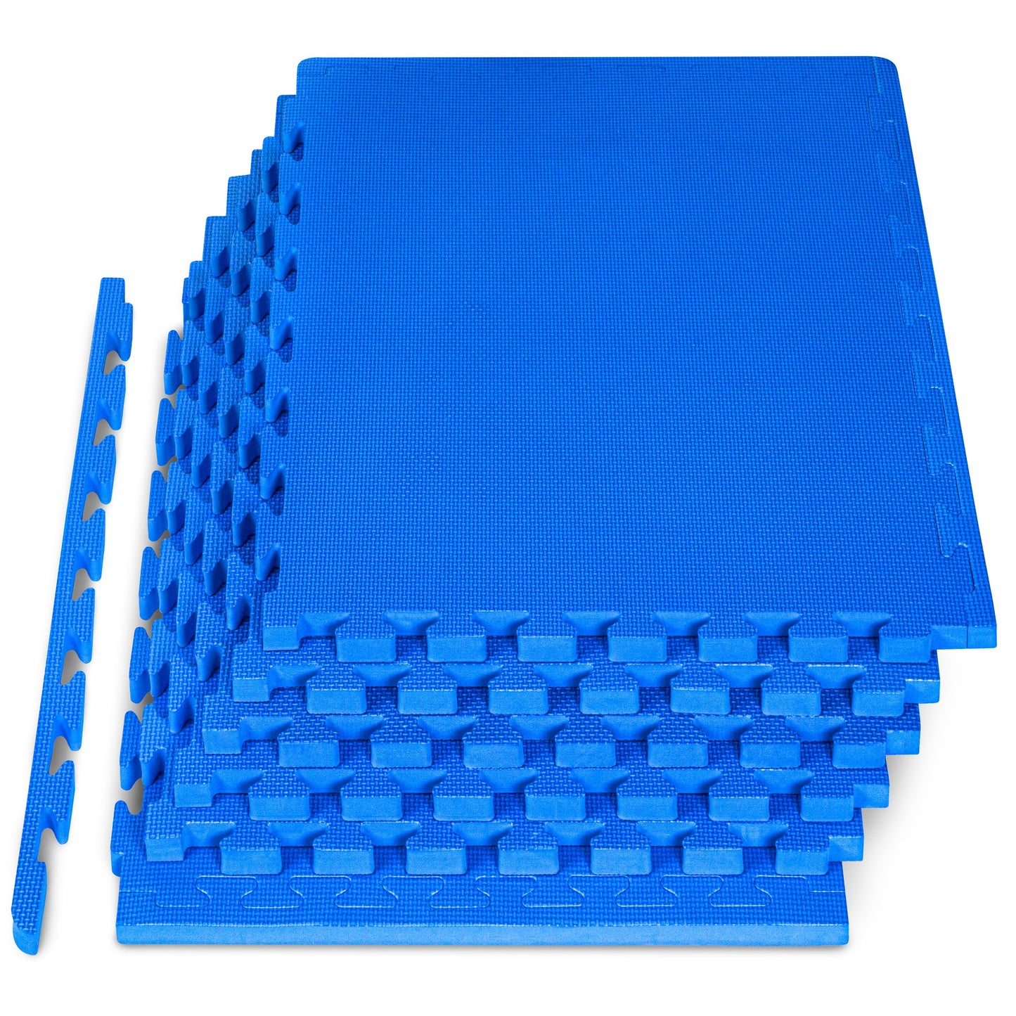 ProsourceFit Weaved Pattern Extra Thick Exercise Puzzle Mat 1-inch, EVA Foam Interlocking Tiles for Protective, Cushioned Flooring for Home and Gym Equipment; Blue, 24 SQ FT, 6 Tiles